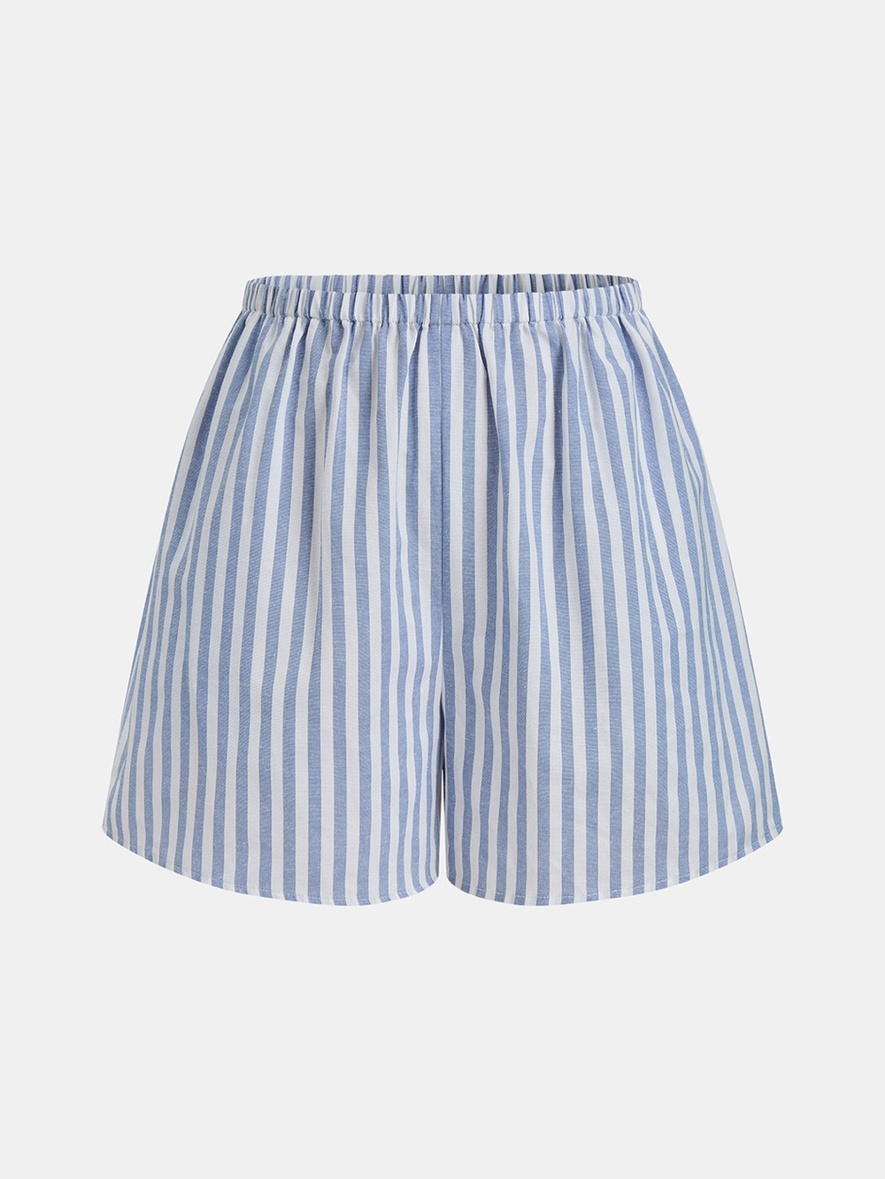 Commense Striped Blue & White Two-Piece Crop Top + Shorts Set - Picture 4 of 6